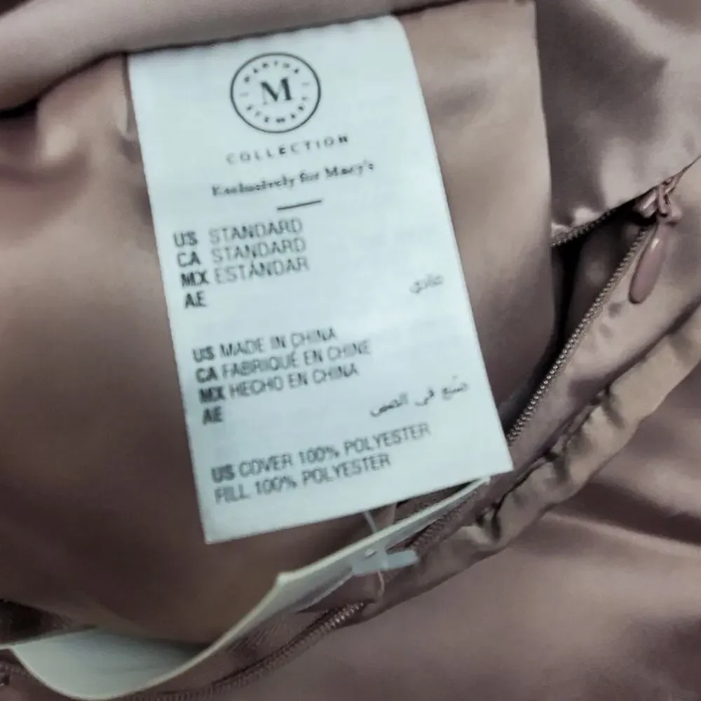 Martha Stewart Tufted Satin Standard Sham 20 x 26 Silky Mauve Set of 2 NEW